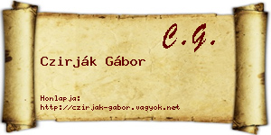 Czirják Gábor névjegykártya
