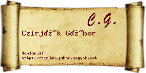 Czirják Gábor névjegykártya
